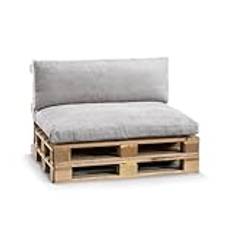 Gutekissen® Pallkudde PWLset PWL Set – Sittdyna 120x80 + Ryggstöd 120x40 – Utomhuskuddar för trädgårdssoffa – Ljusgrå