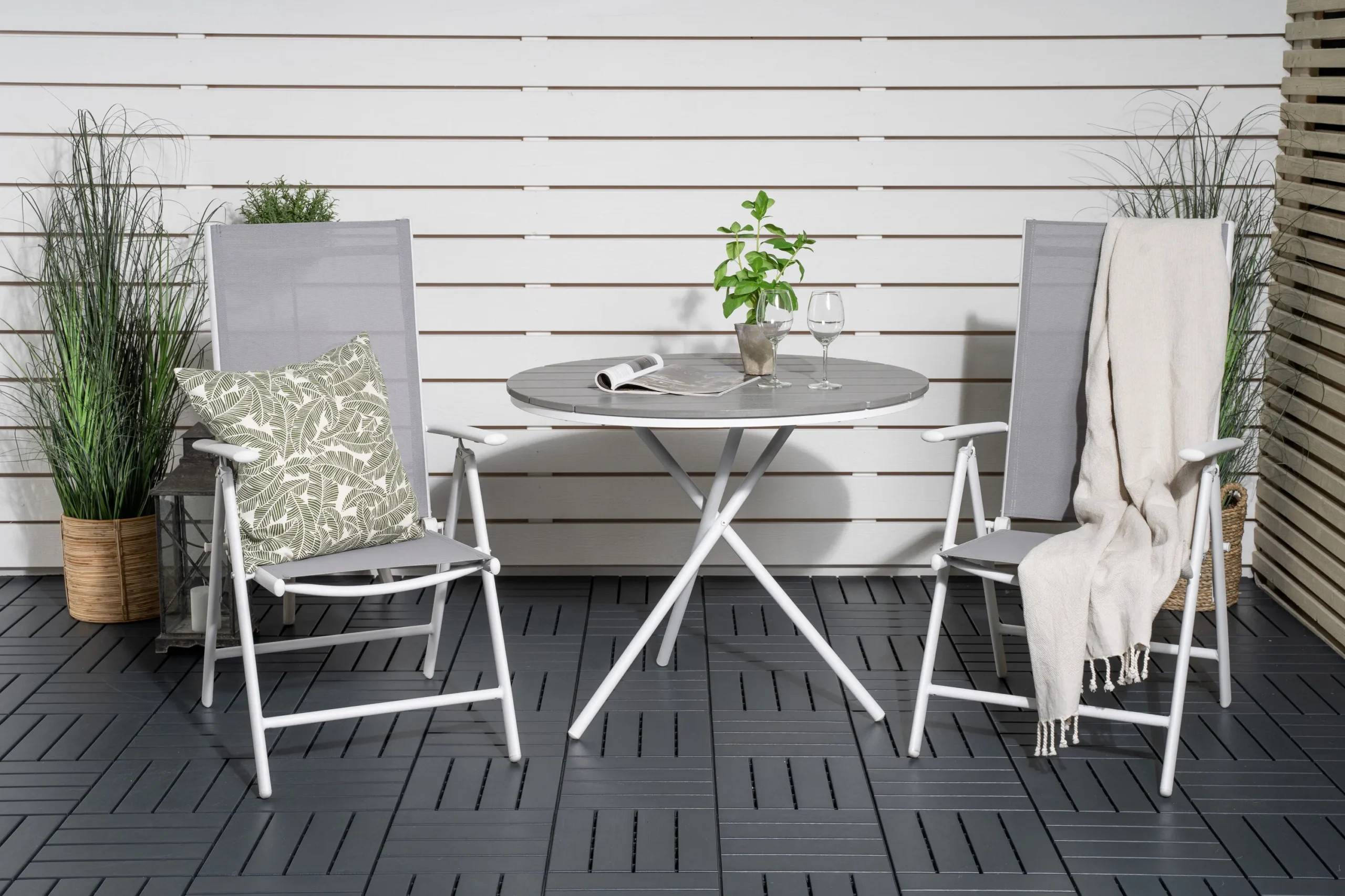 Parma & Break - ø90 cm med 2 stolar - Matgrupper utomhus - grå/vit