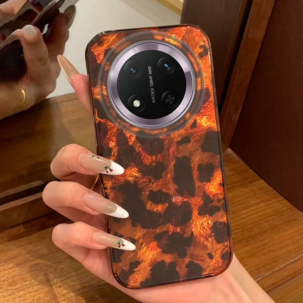 Retro Amber Brown Leopard Phone Case for Honor 400 200 90 Smart Pro Magic7 6 70 Lite X9a X9c X9b X8b X8a X8c X7c X7b X6c Cover