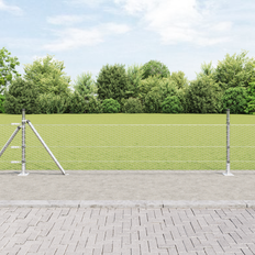 Hexagon hegn 0.5x10 m galvaniseret stål, vidaxl hegns pæle med base plader 7 stk ø32mm 70cm galvaniseret stål