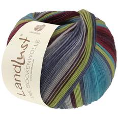 Lana Grossa Landlust Sockenwolle Garn 133 Bordeaux/Turkis/Pistacie/Mint/Grå/Petroleum