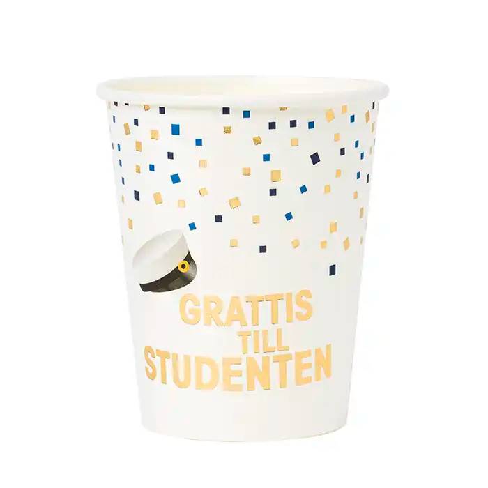 Pappersmuggar Student konfetti - Guld / Blå / Vit