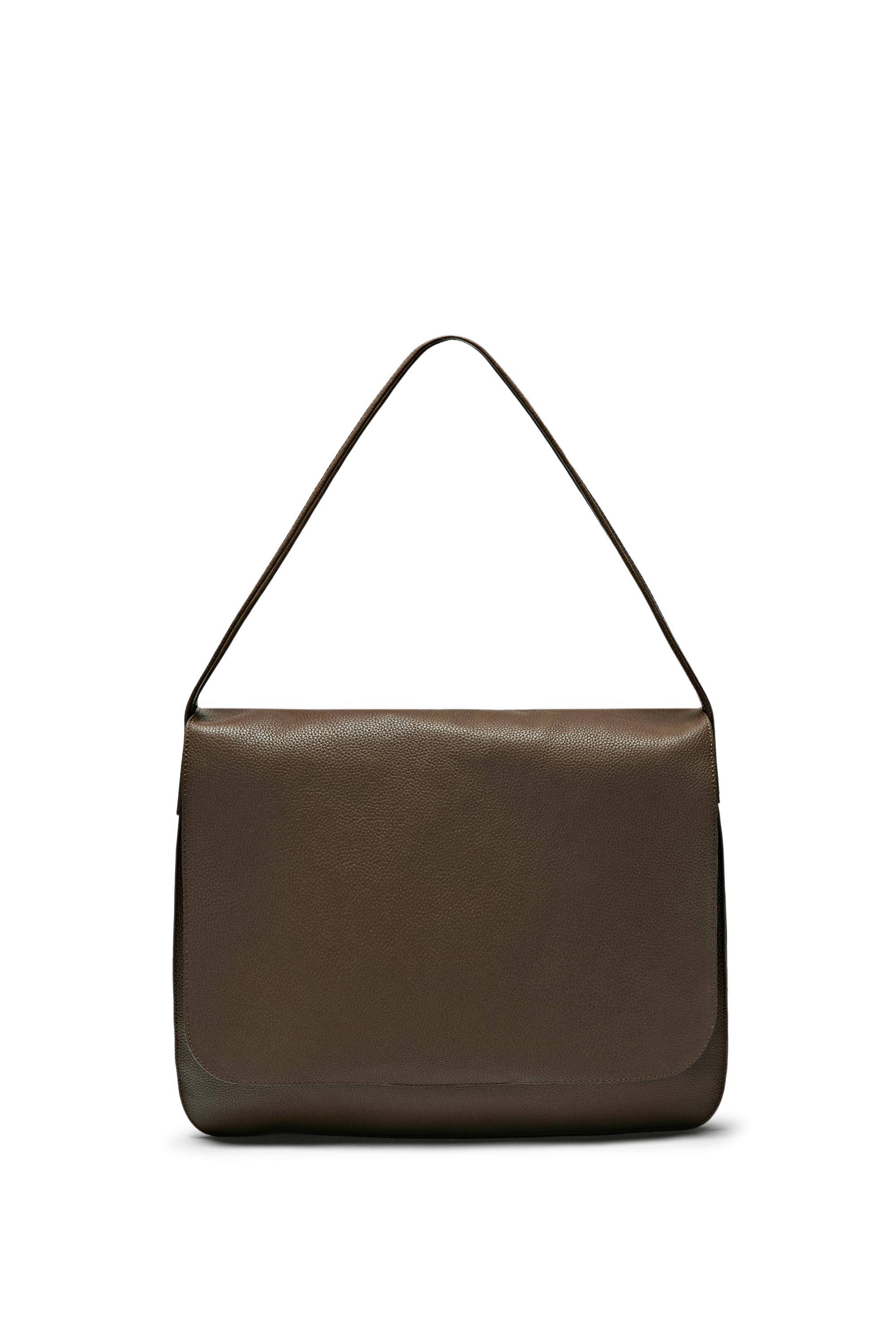 Massimo Dutti - Female - Stor Taske Med Klap I Skind, Nappalæder – Limited Edition - Kaki - 01