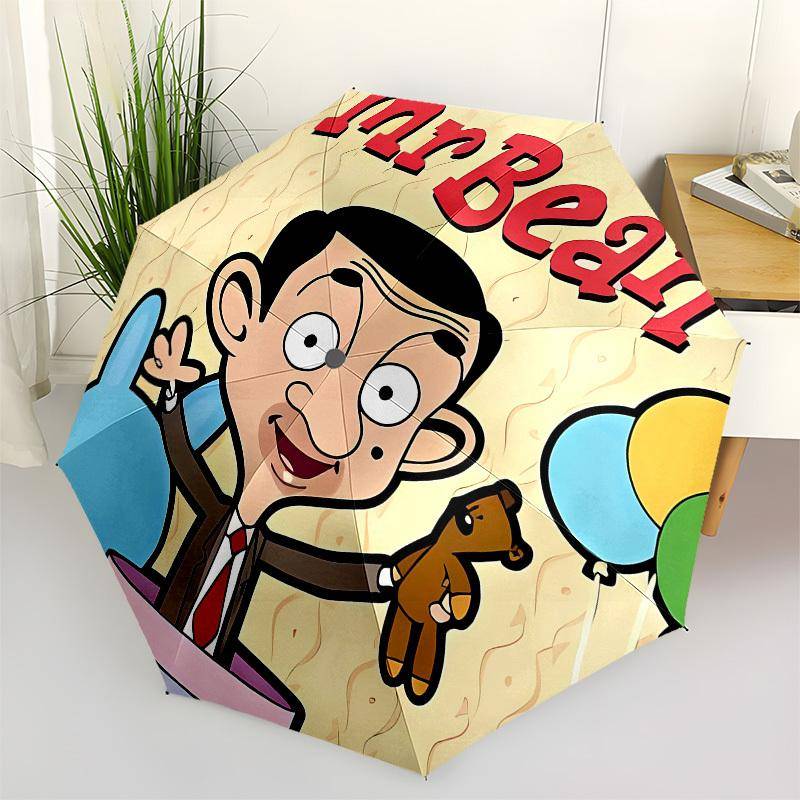 Mr Bean, Ballonger - Automatisk Öppning och Stängning, 8-ribbad Struktur Bärbar Paraply, Lämplig för Män och Kvinnor i Alla Årstider - Perfekt Gåva