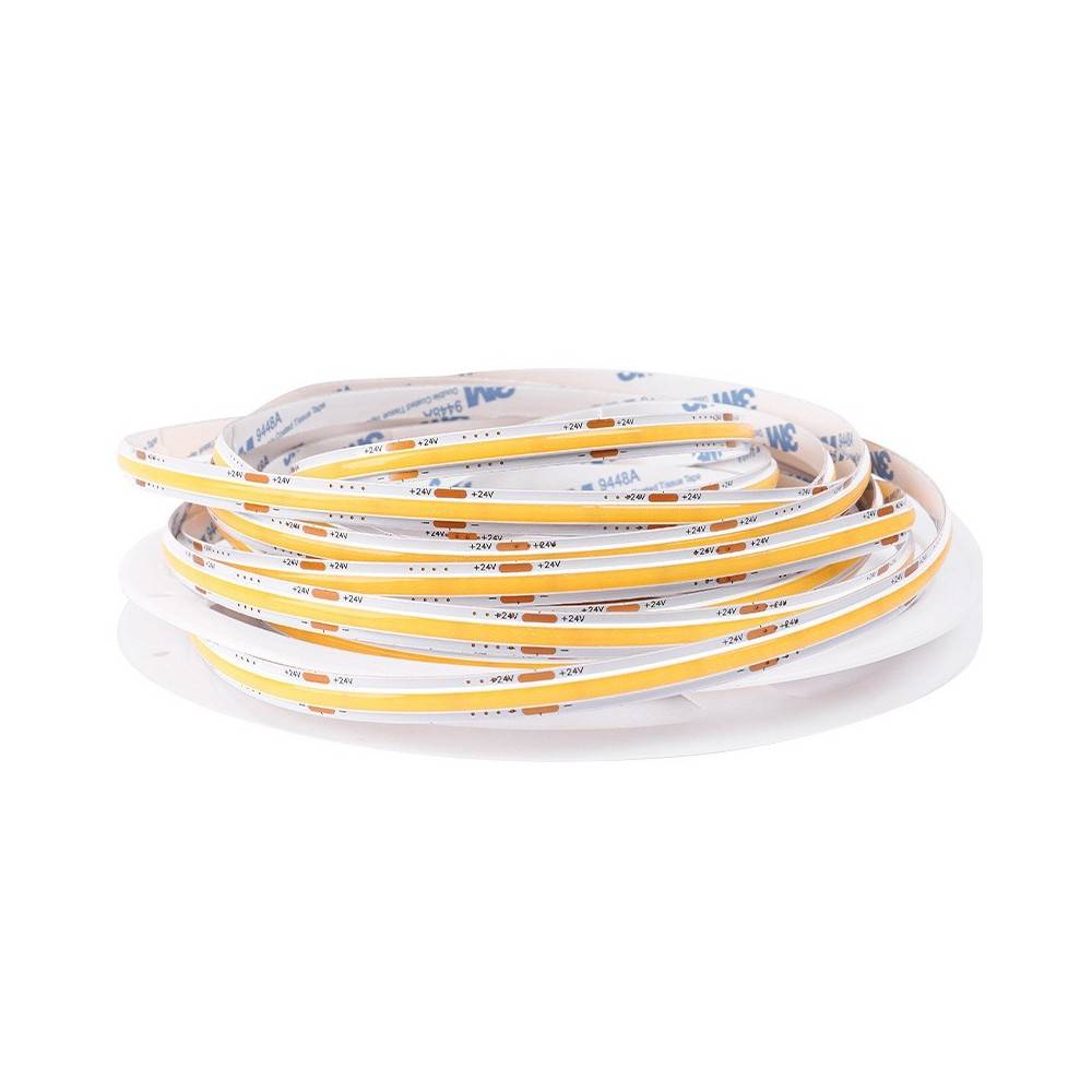 10m 12,5W/m Dot-free COB-LED strip RA95 - 24V DC, IP20, 480 LED/m, 5 års garanti - Kulør : Ekstra varm