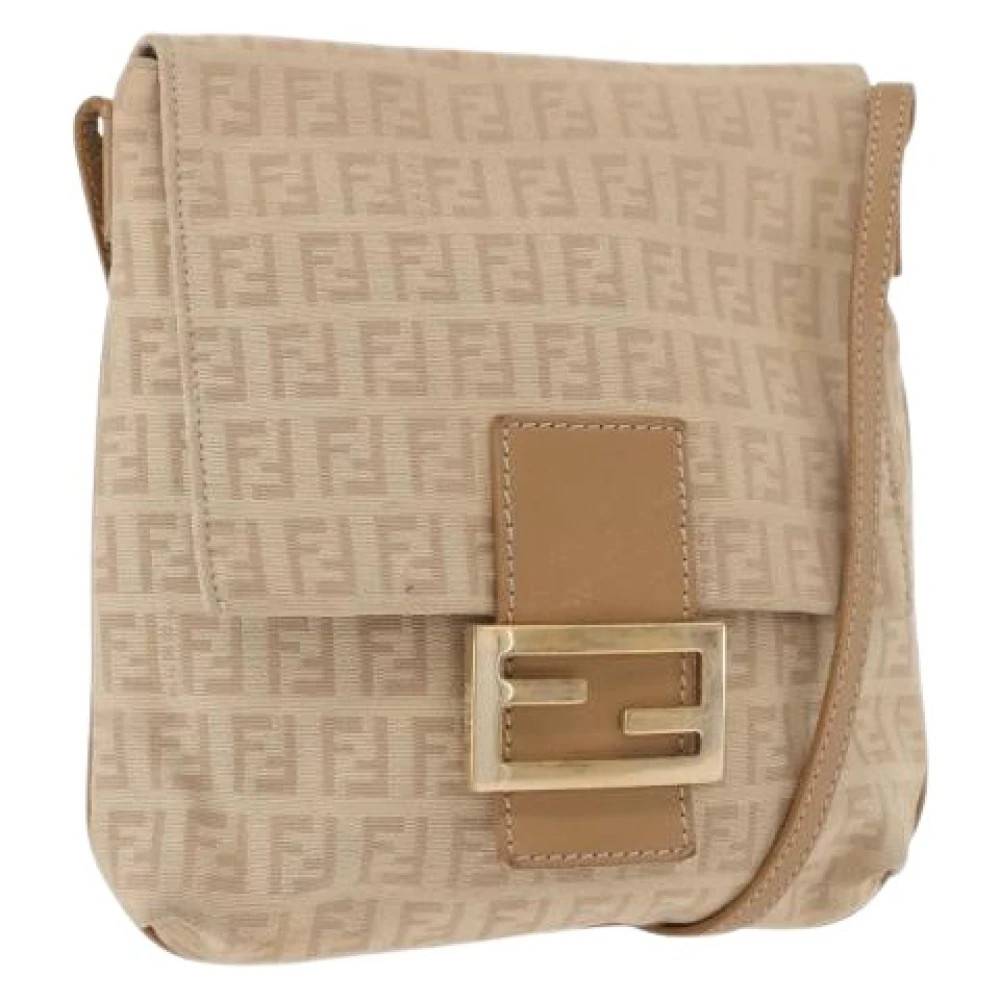 Fendi Vintage Pre-owned Zucchino Canvas Shoulder Bag - Vintage - Dame - Beige - ONE SIZE - Uld