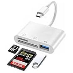 USB C-kortläsare, USB C till Micro SD TF-minneskortläsare, kortläsare typ C till USB-kamera minneskortläsare adapter för iPhone 15/Pro Max/Pro/Plus/iPad Pro/MacBook Pro/Air, Samsung Galaxy