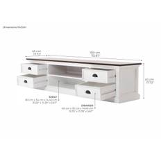 NOVASOLO HALIFAX ACCENT HVID PATINERET & DYB BRUN STORT TV BORD MED 4 SKUFFER - 180