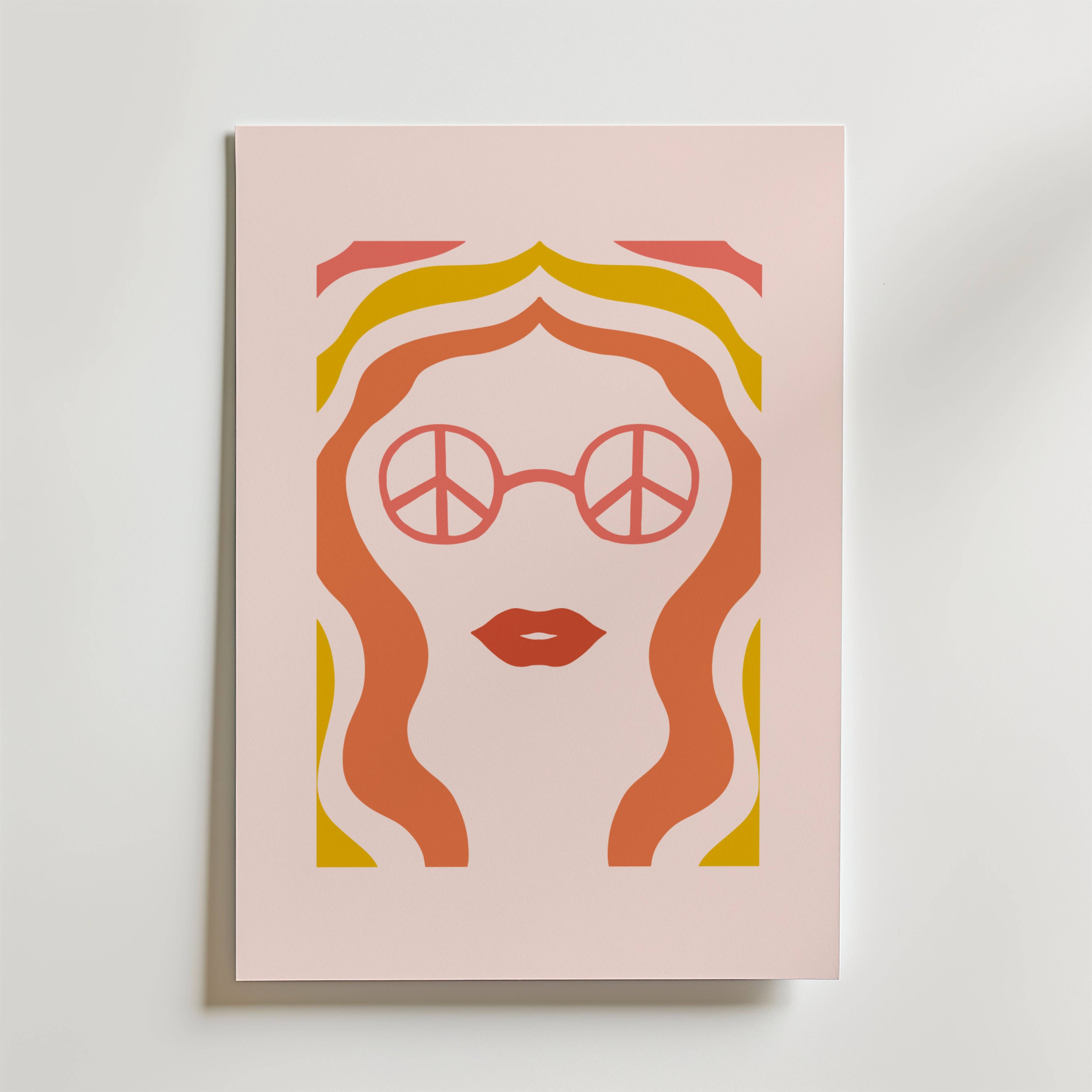 Retro Sunglasses Lady Poster - Fine Art Poster 21x30 cm