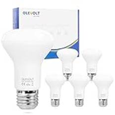 OLEVOLT R63 dimbara E27 LED-lampor, 7W motsvarande halogen 70W, E27 LED spot R63, E14 LED-skruvsockel, reflektor R63 4000K neutral vit, ingen flimmer, 6 st