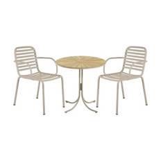 Mandalay Marguerit Havemøbelsæt - Bord med 2 stole - Teak - Taupe