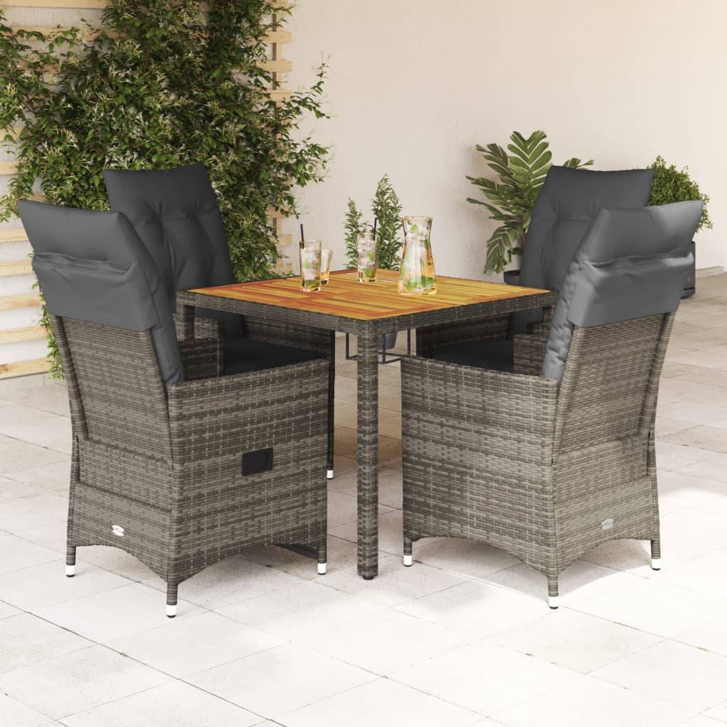 Bistrosæt Til Haven 3 Dele Med Hynder Polyrattan - 4 / Med fodskammel / 90 x 90 x 75 cm