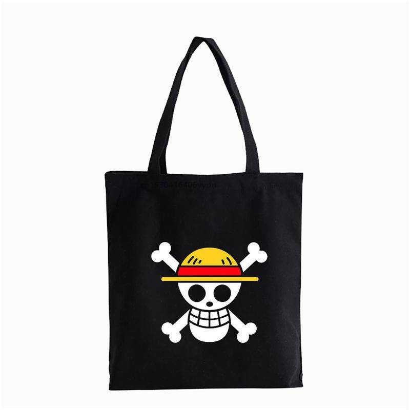 One Piece shoppingväska anime Canvasväska dam återanvändbar shopper handväska väska vävd shoping Axelväska