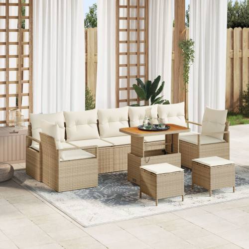 Trädgårdsoffset med kudde 10 pcs Beige och gräddfärgad