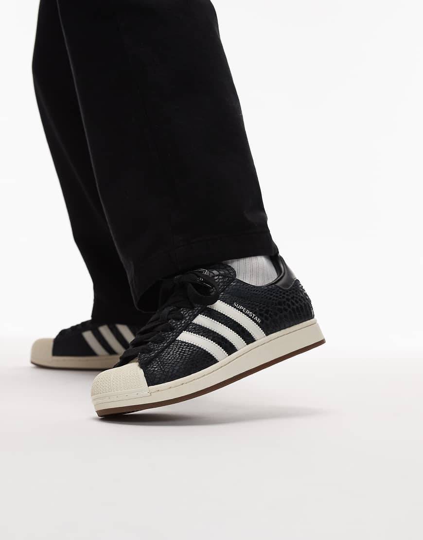 adidas Originals - Superstar II - Sorte sneakers med krokodilleprint - 46