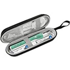 ProCase Hårt resefodral för Oral-B Pro 1000 8000/Philips 5100 6100 elektrisk tandborste, bärväska hållare behållare för batteri tandborste, nätficka för tillbehör – svart