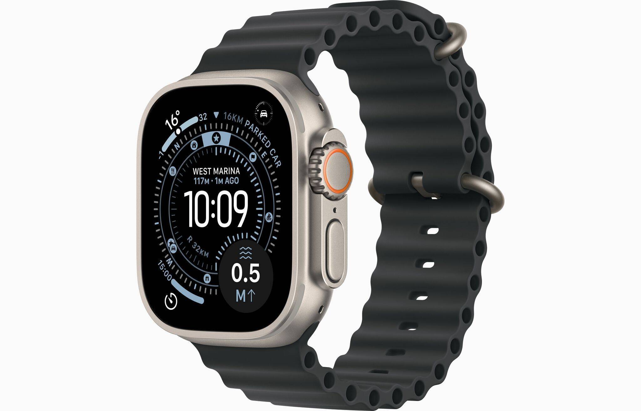 Apple Watch Ultra 3 (2025) | GPS + Cellular | naturlig titanium | Ocean-armbånd sort