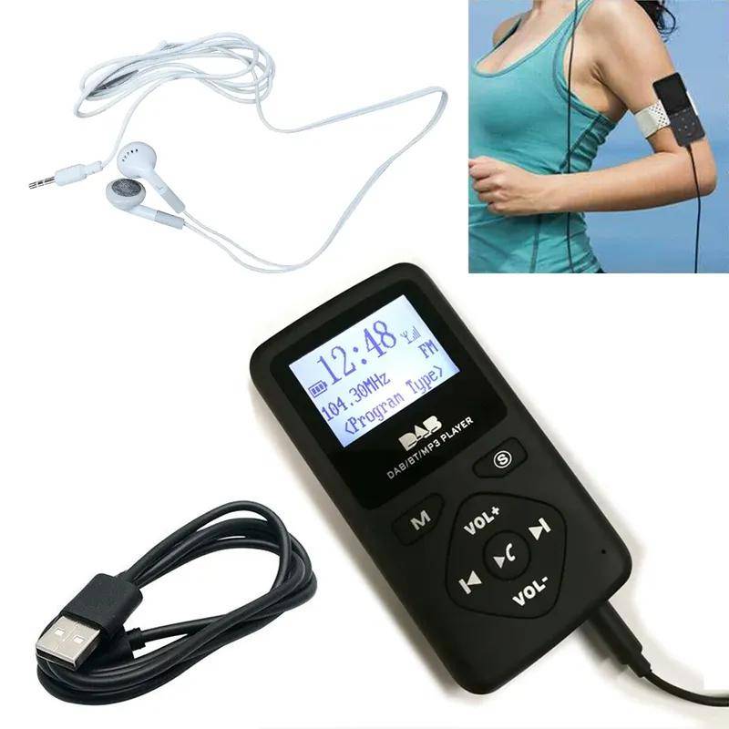 Fick-DAB/DAB+ FM Digitalradio Bluetooth MP3-spelare LCD-skärm Miniradiomottagare Bärbar FM-radiohögtalare med hörlurar svart