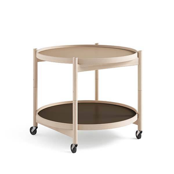 Brdr. Krüger Bølling bakkebord 60 cm. - bøg ubehandlet, bakke 1: beige/brun / bakke 2: ubehandlet bøg