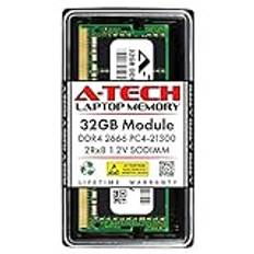 A-Tech 32 GB DDR4 2666 MHz SODIMM PC4-21300 (PC4-2666V) CL19 2Rx8 icke-ECC laptop RAM-minnesmodul