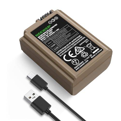 NEEWER Ersättningsbatteri 1030 mAh NP-FW50 med snabbladdning på 2,3 timmar via USB-C-typ kabel, kompatibel med Sony ZV-E10 A6000, A6100, A6300, A6400, A6500, A7, A7 II, A7R II, A7S, A7S II