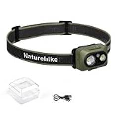 Naturehike LED-laddning, 2 LED-strålkastare, 500 lumen, justerbar 80°, IP66, uppladdningsbar pannlampa, lätt och vattentät, superljusa LED-frontlampor, för löpning, fiske, camping, klättring