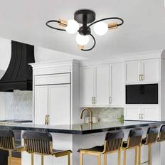 1-pack modern sputnik-lampa, 6-lamps taklampa, modern ljuskrona från mitten av århundradet, metall semi-infälld taklampa för sovrum, kök, vardagsrum, (1)
