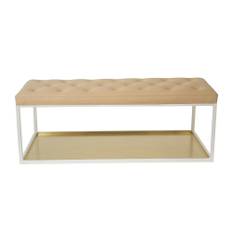 Scherlin - Bänk 11 Stål/ Beige Läder - Vit