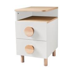 Sengebord i asketræ og MDF 41x50x70 cm Flere varianter - Rød / Højre