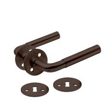 Funkis Slim | Dørhåndtag i Bruneret Messing uden Lak inkl nøgleskilte - L 110 mm (C/C 30 mm)