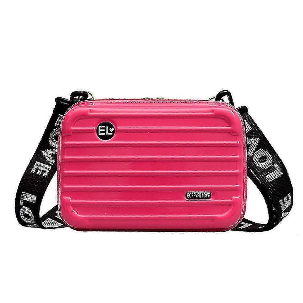 (Rose red) Bestseller NEW Hard Shell Cosmetic Bags For Women,mini Suitcase Shape Crossbody Bag Shoulder Bag,gift For Women