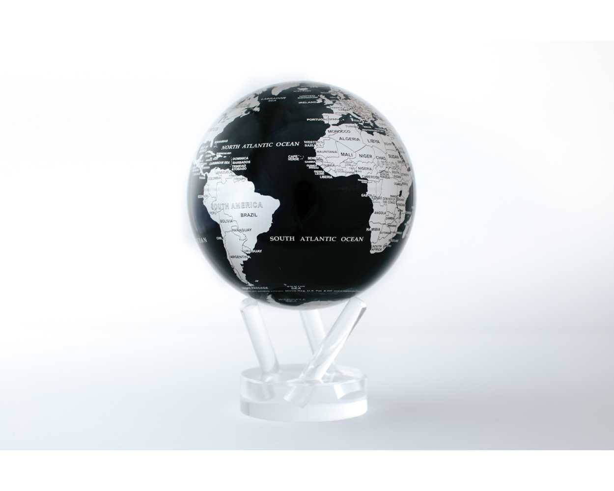 MOVA Globe - Roterende globus drevet af solceller - Jorden - Black/Silver Diameter: 6" / 15,3 cm