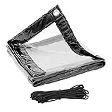 Woltu Transparent Presenning Med Öljetter - PVC 380 g/m² 3 x 5 m, Vattentätt Och Vindskydd Med Rep För Terrass, Lusthus, Växthus