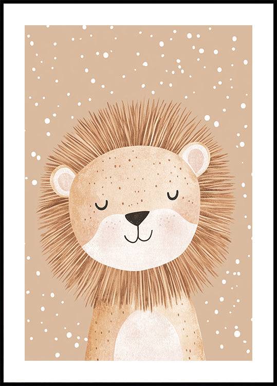 Sleepy Lion In Snow Poster (100x140cm) - Plakater > Barnväggskonst, BD