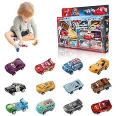 BGNXHYB 12-delad billeksaksset, minibilleksak, racingspel, Lightning-bilar leksak, födelsedagspresent för barn i åldern 3 och äldre, unisex