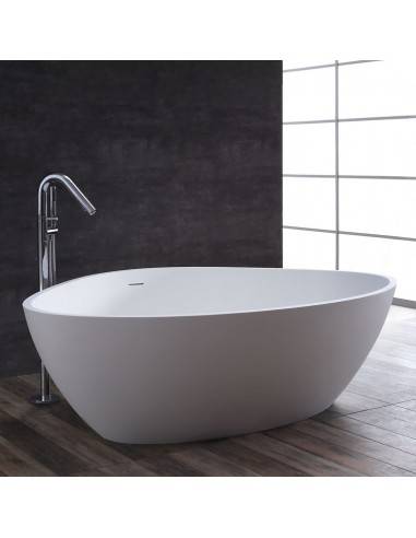 Fritstående trekantet badekar i solid stone 180 x 140 cm - Blank hvid