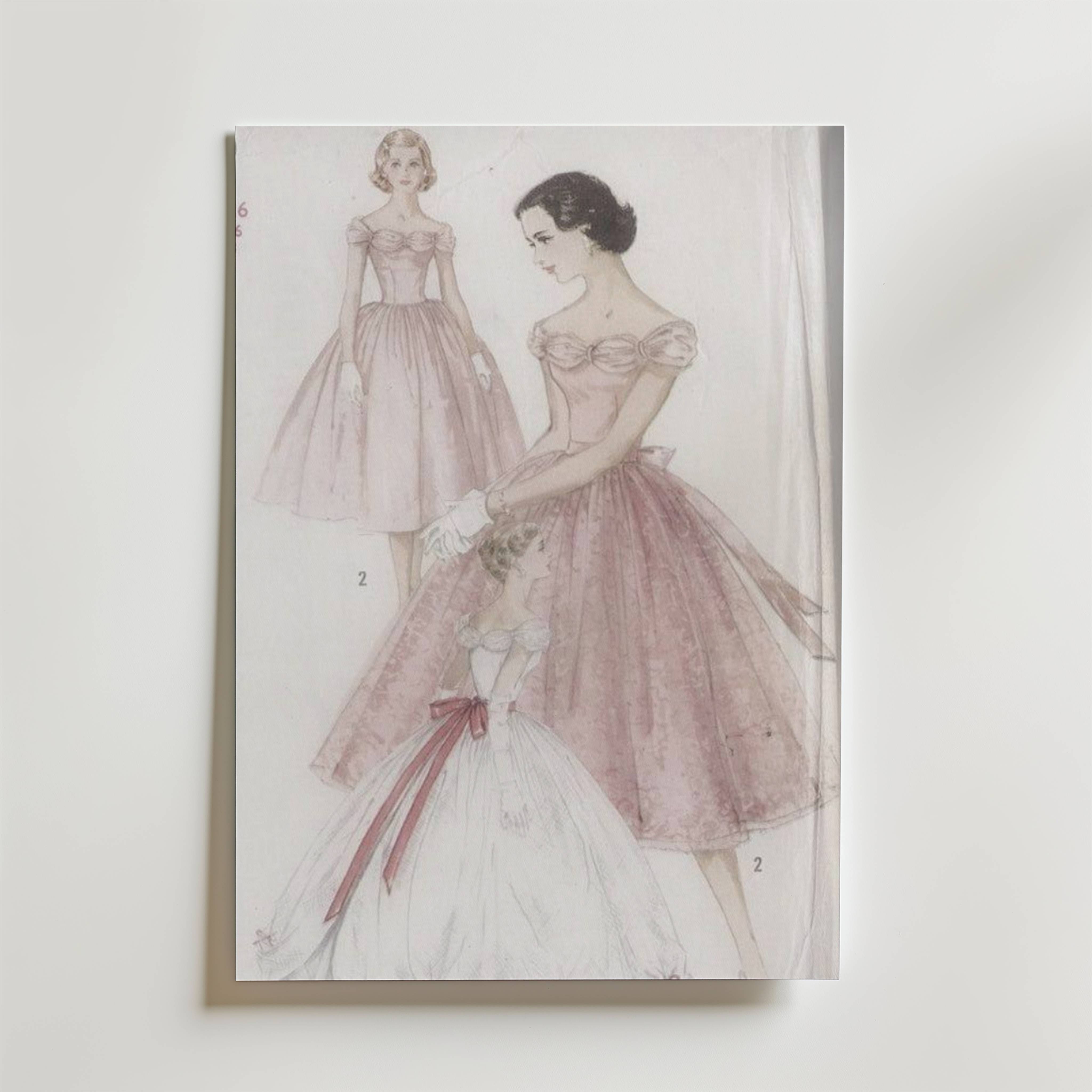 Vintage Dress Sketch Poster - Premium Canvas 70x100 cm