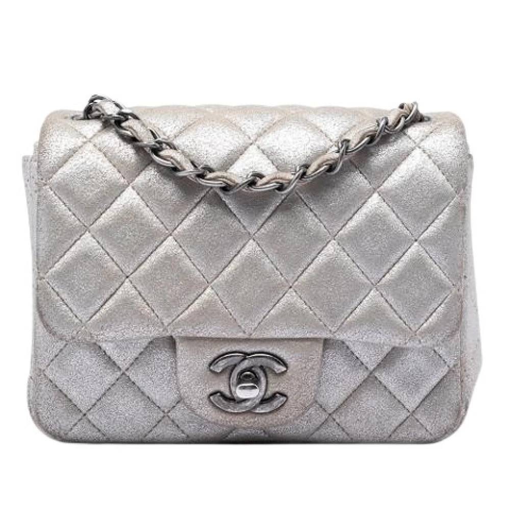 Chanel Vintage Pre-owned Quilted Crossbody Bag - Vintage - Dame - Grå - ONE SIZE - Uld