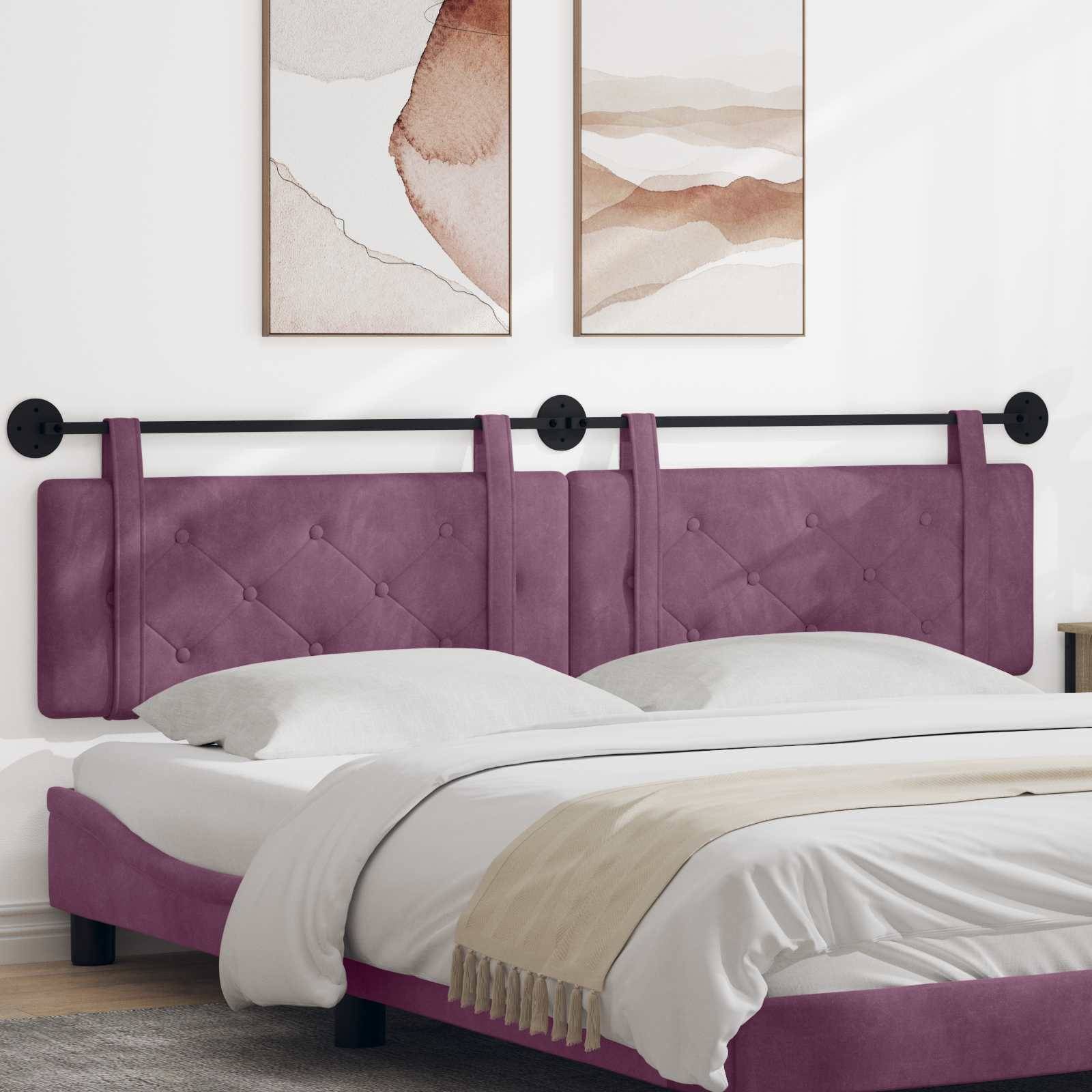 vidaXL Hängande Huvudgavel Väggmonterad Lila 210 x 55 x 5 cm Sammet