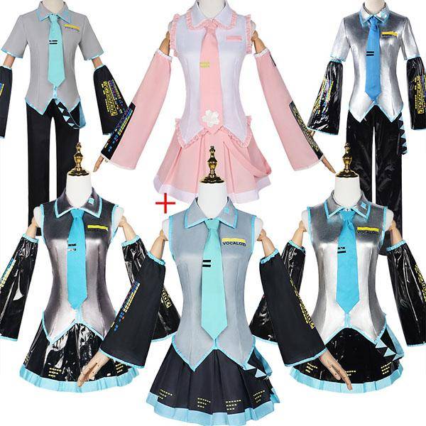 Anime Miku Cosplay Helset Silvergrått Lackläder Tyg Kostym Huvudbonad Dräkt Outfit Jk Uniform Cosplay Halloween cm