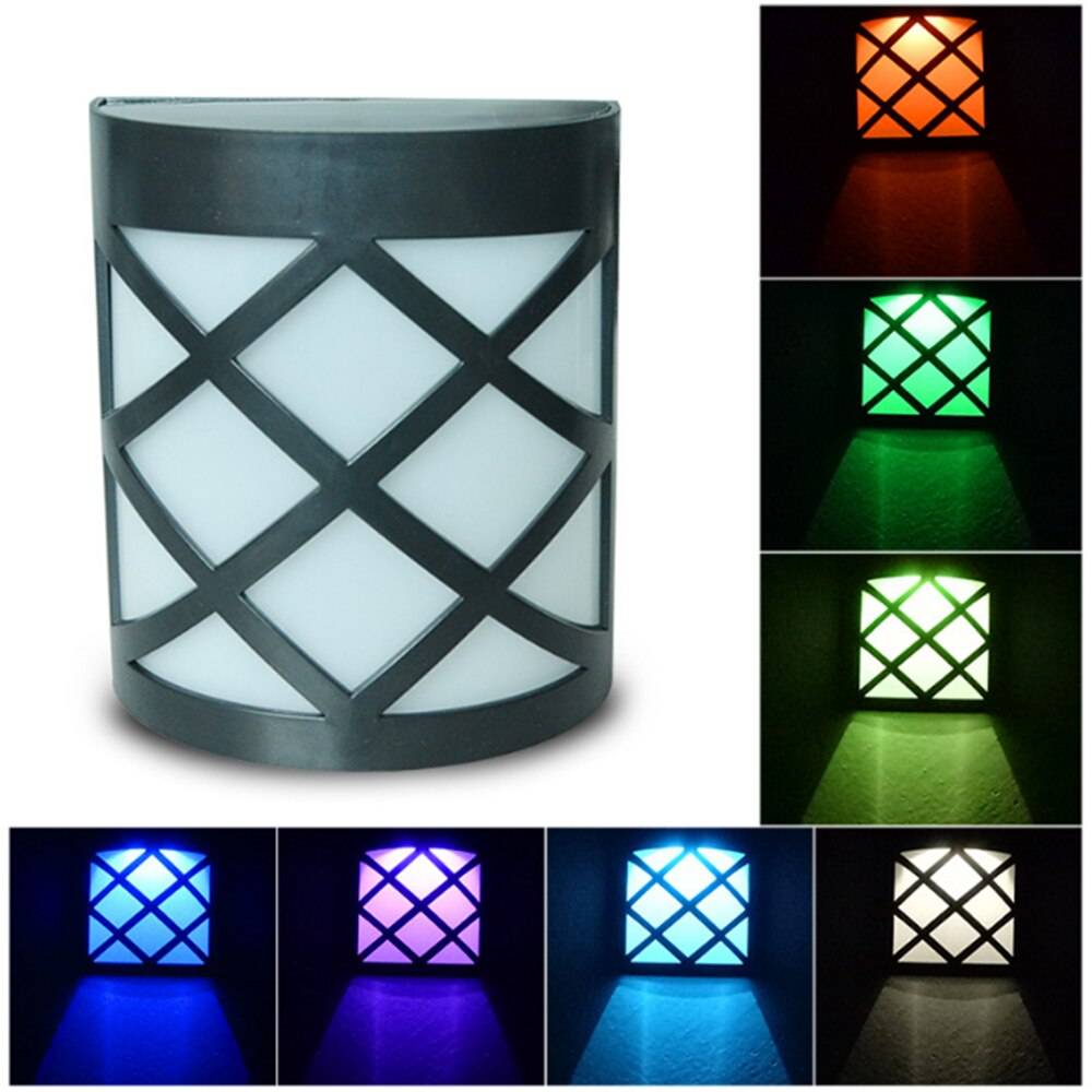 Solar led solar ljus utomhus solar lampa pir rörelsesensor vägglampa vattentätt soldrivet solljus för trädgårdsdekoration - RGB