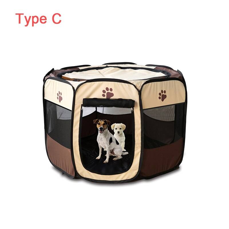 Husdjursbärare hund bil transportlåda bur hund bär transport hopfällbar sällskapstält bur hund katt tält lekhage husdjur bärväska - C-beige-brun / L