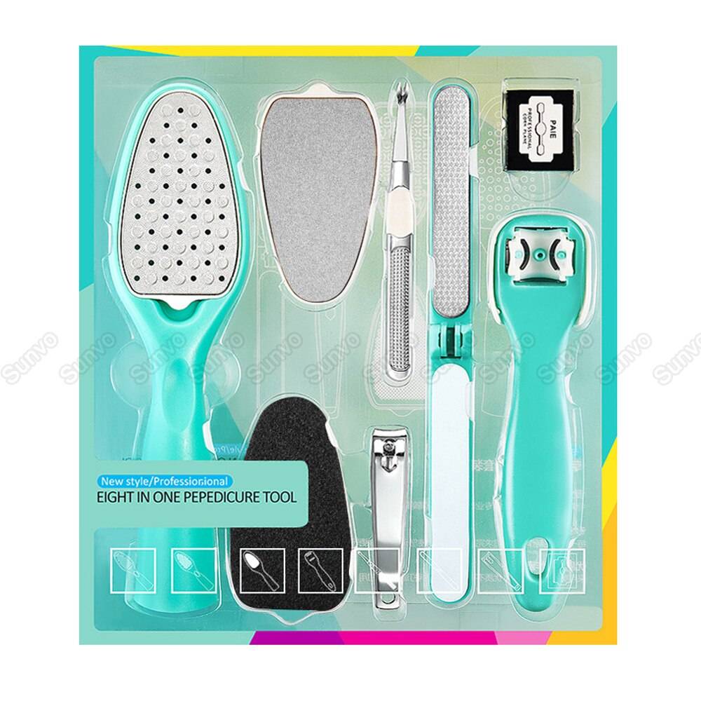 Sunvo fotvårdssats död hård hud callus remover skrapa skönhet pedikyr verktyg manikyr set fotvård fil verktyg