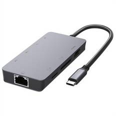 4081-0311 Mini Type-C Hub Adapter 8-i-1 USB3.1 Extender dockningsstation USB-C till 4K HD / Gigabit Ethernet / 3 USB / PD100W / 3.0 minne / TF-kort Stöd 5 Gbps dataöverföring