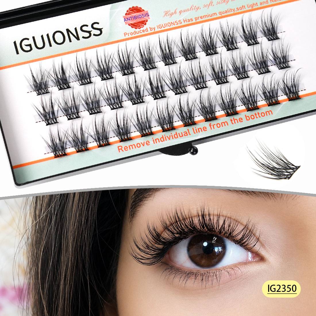 IGUIONSS Segmented False Eyelash Extension DIY Natural Individual Lash Makeup Tools Soft Easy to Operate Eyelashes