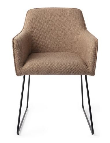 HOFU Spisebordsstol med armlæn i stål og polyester H83 cm - Sort/Lys brun