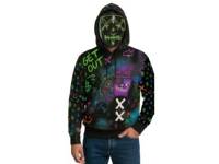 (ComputerSalg) Graffiti Hoodie kostume med LED maske, neonfarver