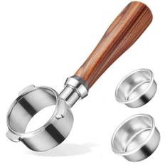 alouweekuky Bodenloser Siebträger 51mm, 3 Ears Bottomless Portafilter Kompatibel mit DeLonghi Dedica EC680/EC685/EC785/EC820/EC850/EC860, Edelstahl Sieb mit Roter Säureholz-Griff