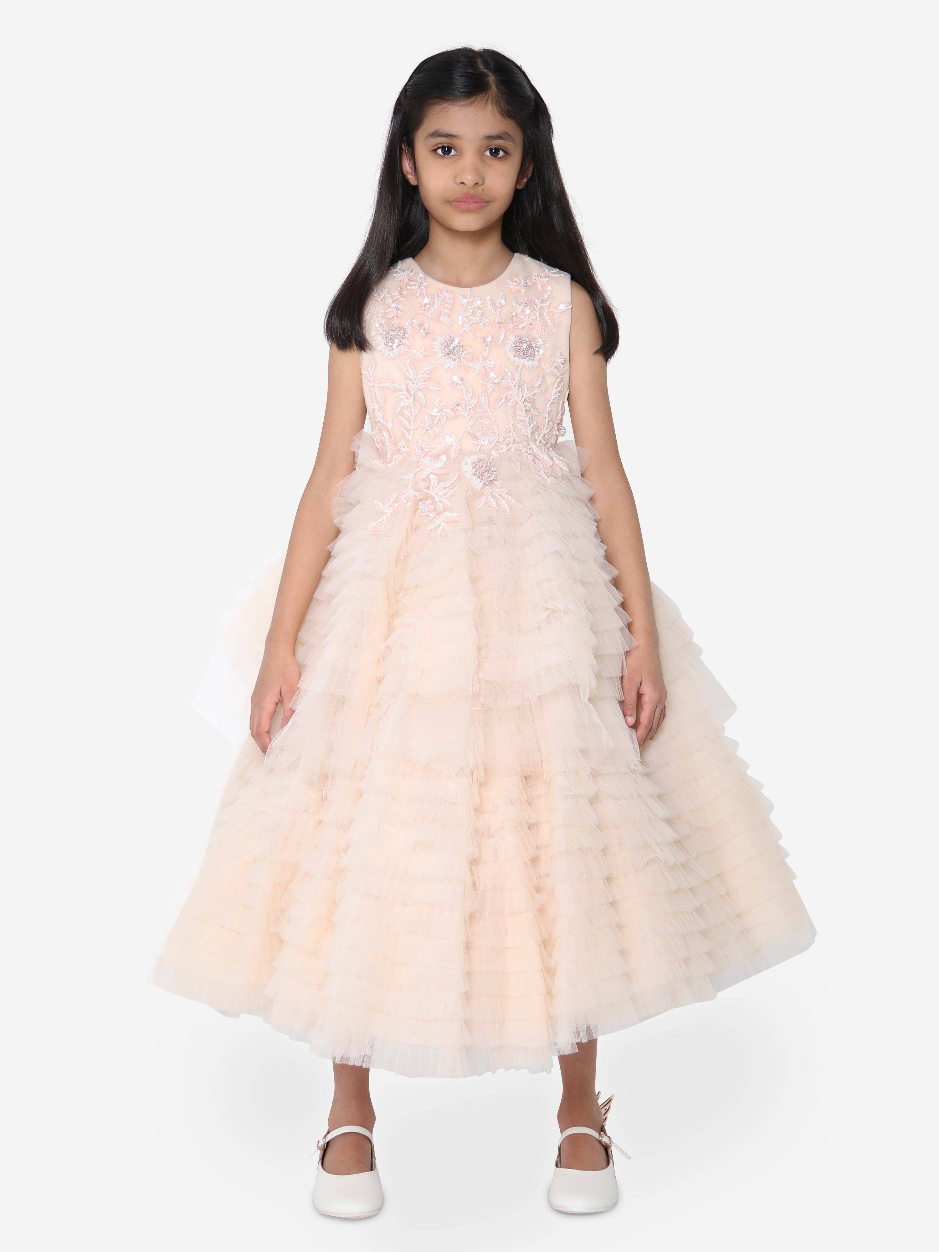 Maison Ava Girls Coralie Dress in Blush - Pink / 10 Yrs (10 Yrs)
