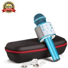 Trådlös mikrofon kondensor karaoke mic bluetooth stativ radio mikrofon studio inspelningsstudio för iphone android - silver- n dragkedja väska